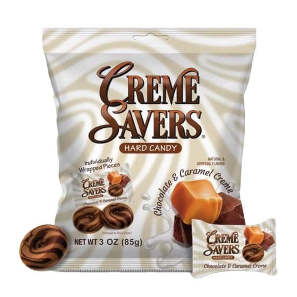 The Creme Savers Range - Strawberries & Cream & Orange & Creme / Caramel & Chocolate - 85g per bag - Snack - Bonbon - Chocolate & Caramel Creme