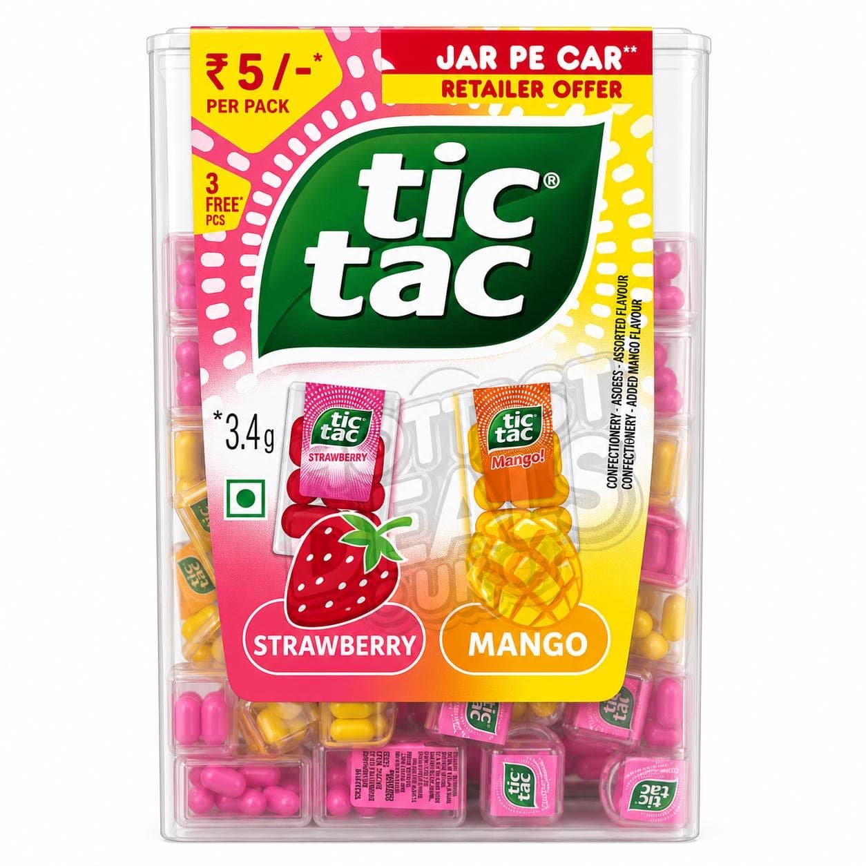 HUGE Tic Tac Box 75 Mini Tubs in a Box | OVER 500 TIC TACS IN A BOX! | SELECT FLAVOUR MIX | Candy Snack Sweet - Tic Tac Strawberry & Mango Dual Pack