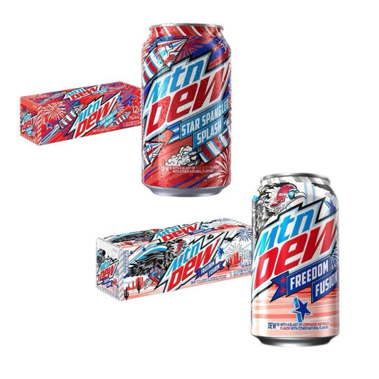 BBE 12/2024 Mountain Dew Twin Bundle 2 x 12 Pack | STAR SPANGLER SPLASH + FREEDOM FUSION